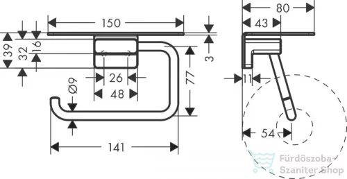 Hansgrohe ADDSTORIS polcos wc papír tartó, polírozott arany hatású 41772990