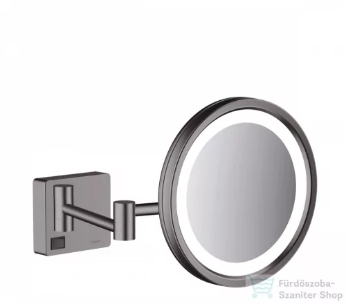 Hansgrohe ADDSTORIS fali kozmetikai tükrör LED világítással, szálcsiszolt fekete/króm 41790340