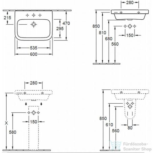 Villeroy & Boch Architectura 60x47 cm-es mosdó CeramicPlus bevonattal 4188 60 R1 ( 418860R1 )