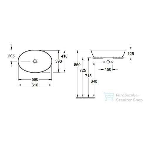 Villeroy & Boch Artis 61x41cm-es ráültethető mosdó Powder színben 4198 61 BCT0 ( 419861BCT0 )