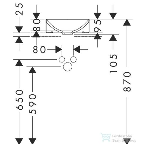 Hansgrohe AXOR SUITE 40 cm-es pultra ültethető mosdó csaplyuk nélkül,matt fehér/polírozott arany hatású 42001990