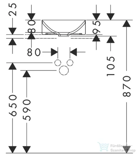 Hansgrohe AXOR SUITE 28,5x28,5 cm-es pultra ültethető mosdó csaplyuk nélkül,matt fehér/polírozott fekete króm 42002330