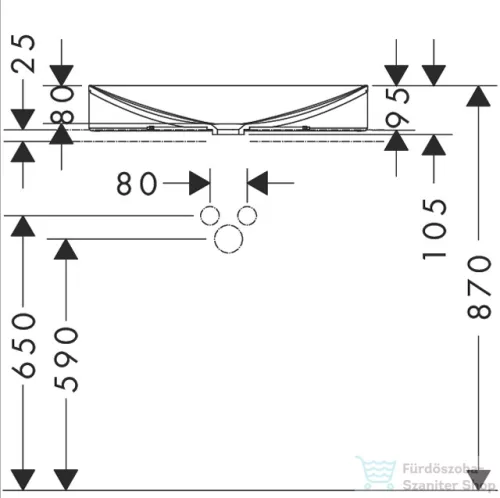 Hansgrohe AXOR SUITE 60x40 cm-es pultra ültethető mosdó csaplyuk nélkül,matt fehér/szálcsiszolt vörös arany hatású 42004310