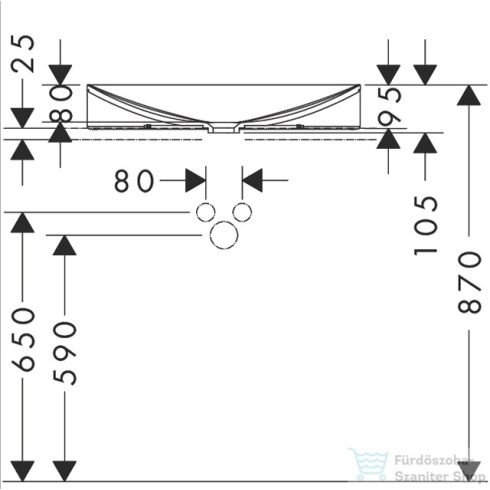 Hansgrohe AXOR SUITE 60x40 cm-es pultra ültethető mosdó csaplyuk nélkül,matt fehér/polírozott arany hatású 42004990