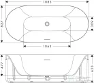 Hansgrohe AXOR SUITE 190x85 cm-es szabadon álló kád króm leeresztővel, polc nélkül, matt fehér 42005000