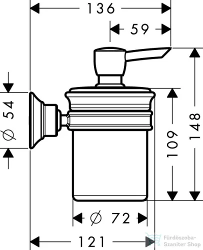 Hansgrohe AXOR MONTREUX folyékonyszappan-adagoló,polírozott arany hatású 42019990