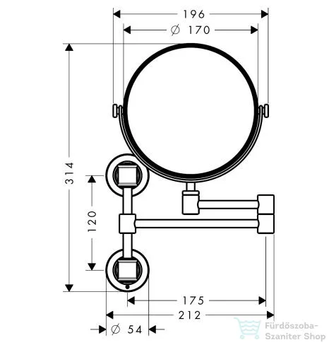Hansgrohe AXOR MONTREUX fali kozmetikai tükör, szálcsiszolt nikkel 42090820