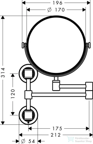 Hansgrohe AXOR MONTREUX fali kozmetikai tükör,szálcsiszolt sárgaréz hatású 42090950