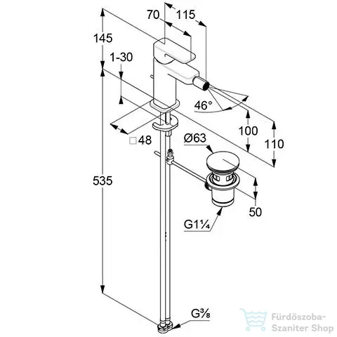 Kludi RENON bidé csaptelep automata leeresztővel, matt fekete 422163975