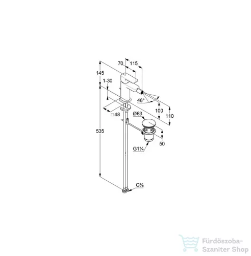 Kludi RENON bidé csaptelep automata leeresztővel, szálcsiszolt bronz 42216N175