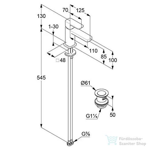 Kludi RENON mosdócsap 85 push-open, matt fekete 422673975