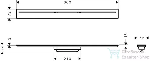 Hansgrohe AXOR DRAIN 80 cm-es zuhanyfolyóka alaptest nélkül,szálcsiszolt fekete króm 42521340