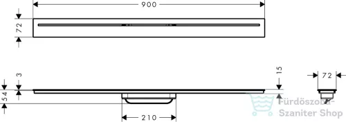 Hansgrohe AXOR DRAIN 90 cm-es zuhanyfolyóka alaptest nélkül,szálcsiszolt bronz 42522140
