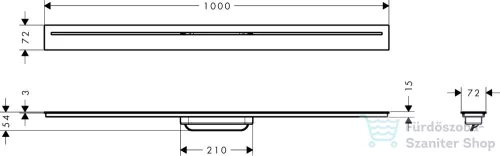 Hansgrohe AXOR DRAIN 100 cm-es zuhanyfolyóka alaptest nélkül,szálcsiszolt rozsdamentes acél 42523800