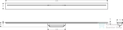 Hansgrohe AXOR DRAIN 120 cm-es zuhanyfolyóka alaptest nélkül,szálcsiszolt fekete króm 42524340