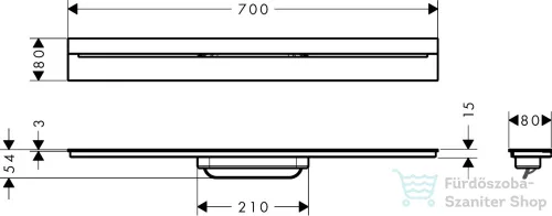 Hansgrohe AXOR DRAIN falhoz illeszthető 70 cm-es zuhanyfolyóka alaptest nélkül,szálcsiszolt fekete króm 42525340