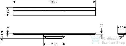 Hansgrohe AXOR DRAIN falhoz illeszthető 80 cm-es zuhanyfolyóka alaptest nélkül,szálcsiszolt fekete króm 42526340