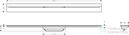 Hansgrohe AXOR DRAIN falhoz illeszthető 90 cm-es zuhanyfolyóka alaptest nélkül,szálcsiszolt bronz 42527140