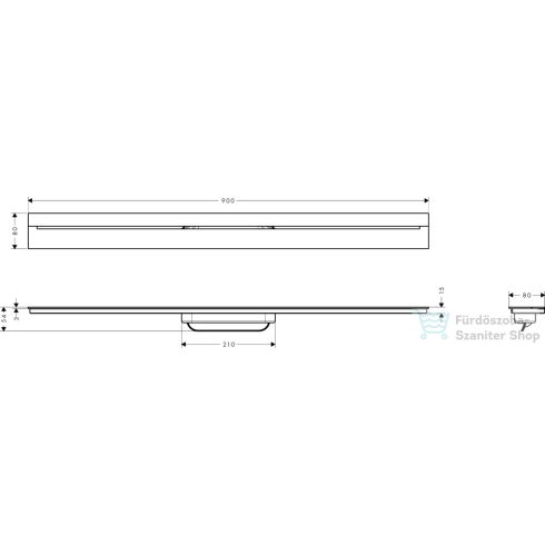 Hansgrohe AXOR DRAIN falhoz illeszthető 90 cm-es zuhanyfolyóka alaptest nélkül,matt fekete 42527670