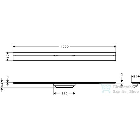 Hansgrohe AXOR DRAIN falhoz illeszthető 100 cm-es zuhanyfolyóka alaptest nélkül,matt fekete 42528670