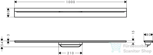 Hansgrohe AXOR DRAIN falhoz illeszthető 100 cm-es zuhanyfolyóka alaptest nélkül,polírozott arany hatású 42528990