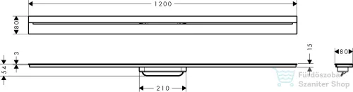 Hansgrohe AXOR DRAIN falhoz illeszthető 120 cm-es zuhanyfolyóka alaptest nélkül,polírozott arany hatású 42529990