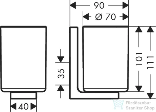 Hansgrohe AXOR UNIVERAL RECTANGULAR fali fogmosó pohár,rozsdamentes acél hatású 42604800