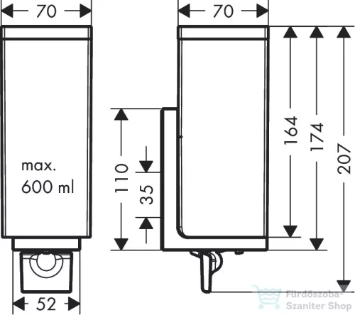 Hansrohe AXOR Universal Rectangular fali szappanadagoló,szálcsiszolt nikkel 42610820
