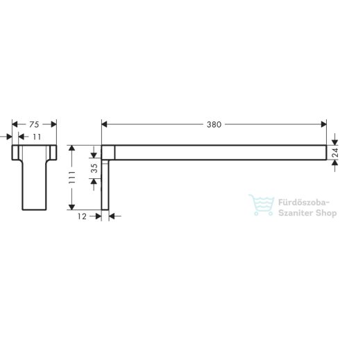 Hansgrohe AXOR UNIVERSAL RECTANGULAR 38 cm-es fix dupla törölközőtartó,szálcsiszolt bronz 42622140