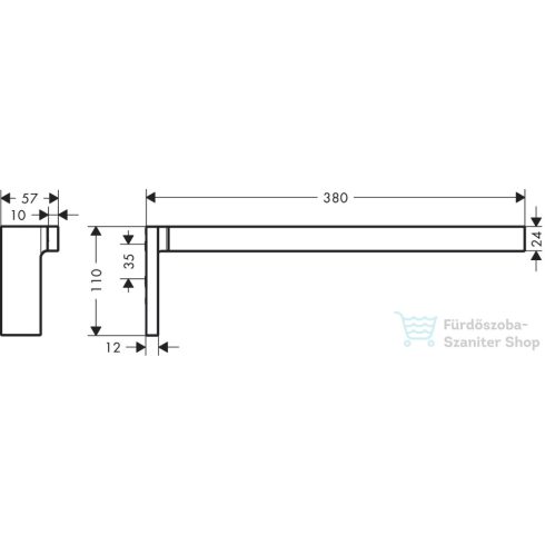 Hansgrohe AXOR UNIVERSAL RECTANGULAR 38 cm-es fix törölközőtartó,rozsdamentes acél hatású 42626800