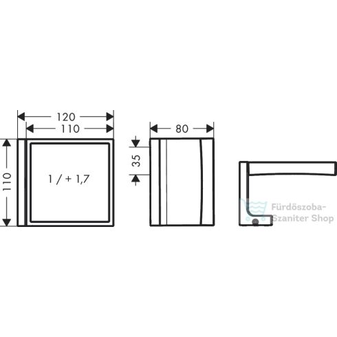 Hansgrohe AXOR UNIVERSAL RECTANGULAR kozmetikai tükör 1,7x nagyítással,szálcsiszolt arany hatású 42649250
