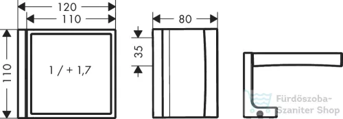 Hansgrohe AXOR UNIVERSAL RECTANGULAR kozmetikai tükör 1,7x nagyítással,szálcsiszolt fekete króm 42649340
