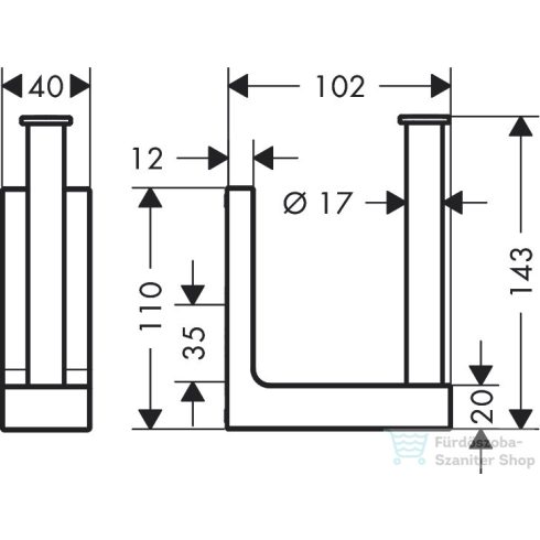Hansgrohe AXOR UNIVERSAL RECTANGULAR pót wc papír tartó,Polírozott fekete króm 42654330