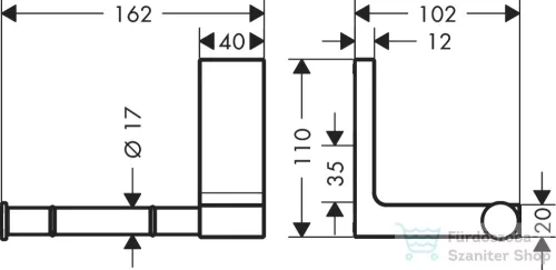 Hansgrohe AXOR UNIVERSAL RECTANGULAR wc papír tartó,króm 42656000