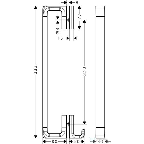 Hansgrohe AXOR UNIVERSAL SOFTSQUARE zuhanyajtó fogantyú,szálcsiszolt fekete króm 42837340