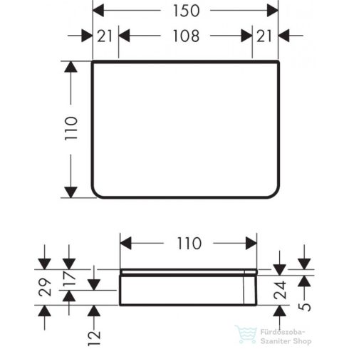 Hansgrohe AXOR UNIVERSAL SOFTSQUARE15 cm-es polc,matt fekete 42840670