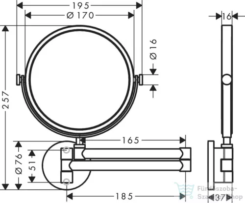 Hansgrohe AXOR UNIVERSAL CIRCULAR fali kozmetikai tükör,polírozott vörös arany hatású 42849300