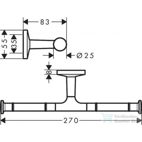 Hansgrohe AXOR UNIVERSAL CIRCULAR fali dupla wc papír tartó, matt fekete 42857670