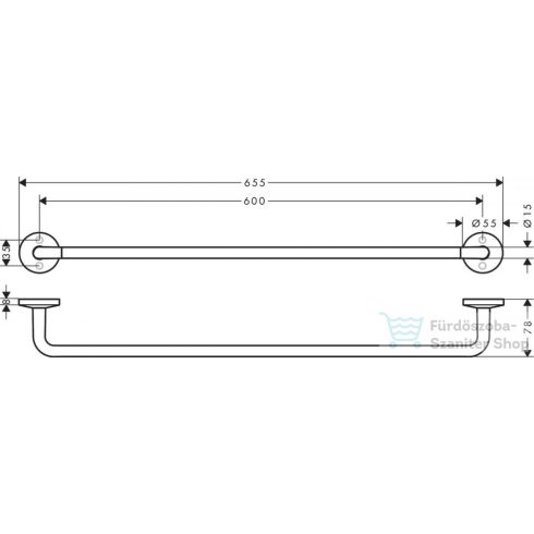 Hansgrohe AXOR UNIVERSAL CIRCULAR 65,5 cm-es törölközőtartó, matt fekete 42860670