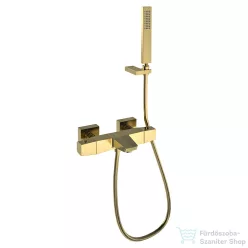   RamonSoler PRISMA fali termosztátos kádtöltő csaptelep zuhanyszettel, szálcsiszolt arany 42C309627