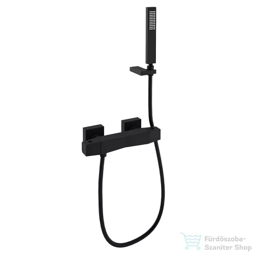 RamonSoler PRISMA fali termosztátos zuhany csaptelep zuhanyszettel, matt fekete 42D309602