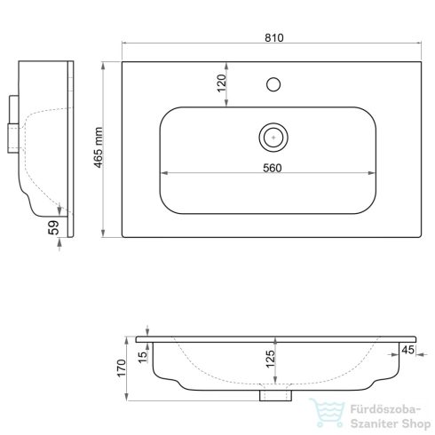 Sapho SANOVIT PIEDRA kerámiamosdó, 81x46cm (43081)