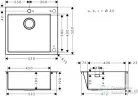 Hansgrohe S71 S711-F450 beépített mosogatómedence 550x500 mm, rozsdamentes acél 43301800