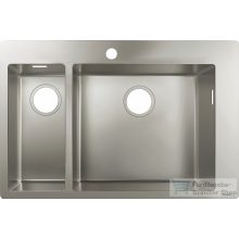   Hansgrohe S71 S711-F655 beépített kétmedencés mosogatómedence 755x500 mm, rozsdamentes acél 43309800