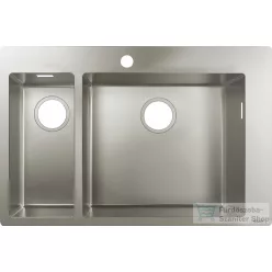   Hansgrohe S71 S711-F655 beépített kétmedencés mosogatómedence 755x500 mm, rozsdamentes acél 43309800
