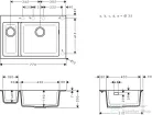 Hansgrohe S51 S510-F635 beépített mosogató két medencével 180/450, grafitfekete 43315170