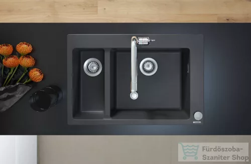 Hansgrohe S51 S510-F635 beépített mosogató két medencével 180/450, grafitfekete 43315170
