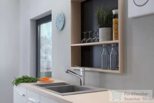 Hansgrohe S51 S510-F635 beépített mosogató két medencével 180/450, kőszürke 43315290