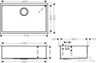 Hansgrohe S71 S719-U660 munkalap alá rögzített mosogató 710x450 mm , rozsdamentes acél 43428800