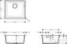 Hansgrohe S51 S510-U450 munkalap alá rögzített egymedencés mosogató medence 500x450 mm,betonszürke 43431380